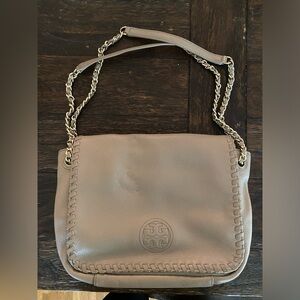 Tory Burch Taupe Leather Shoulder Bag